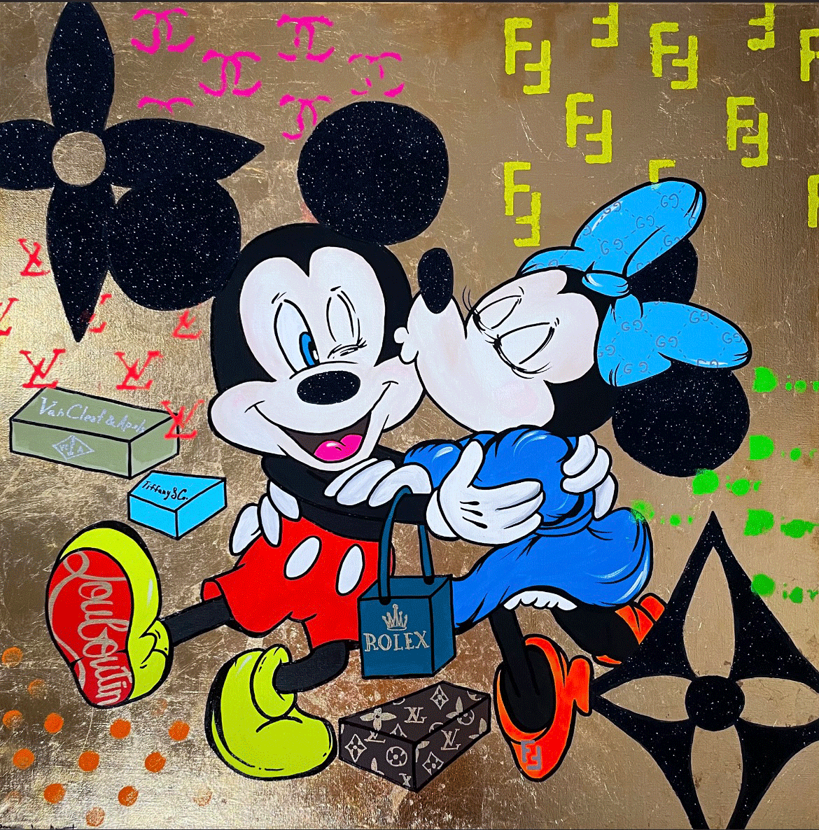 Daria Hil "Gold Kiss Mickey And Minnie Mouse"