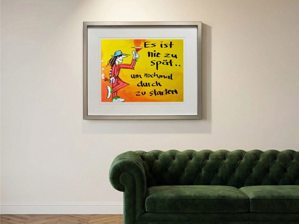 Udo Lindenberg Es ist nie zu spät im Wohnzimmer Mockup kaufen – Kunsthaus Reuer