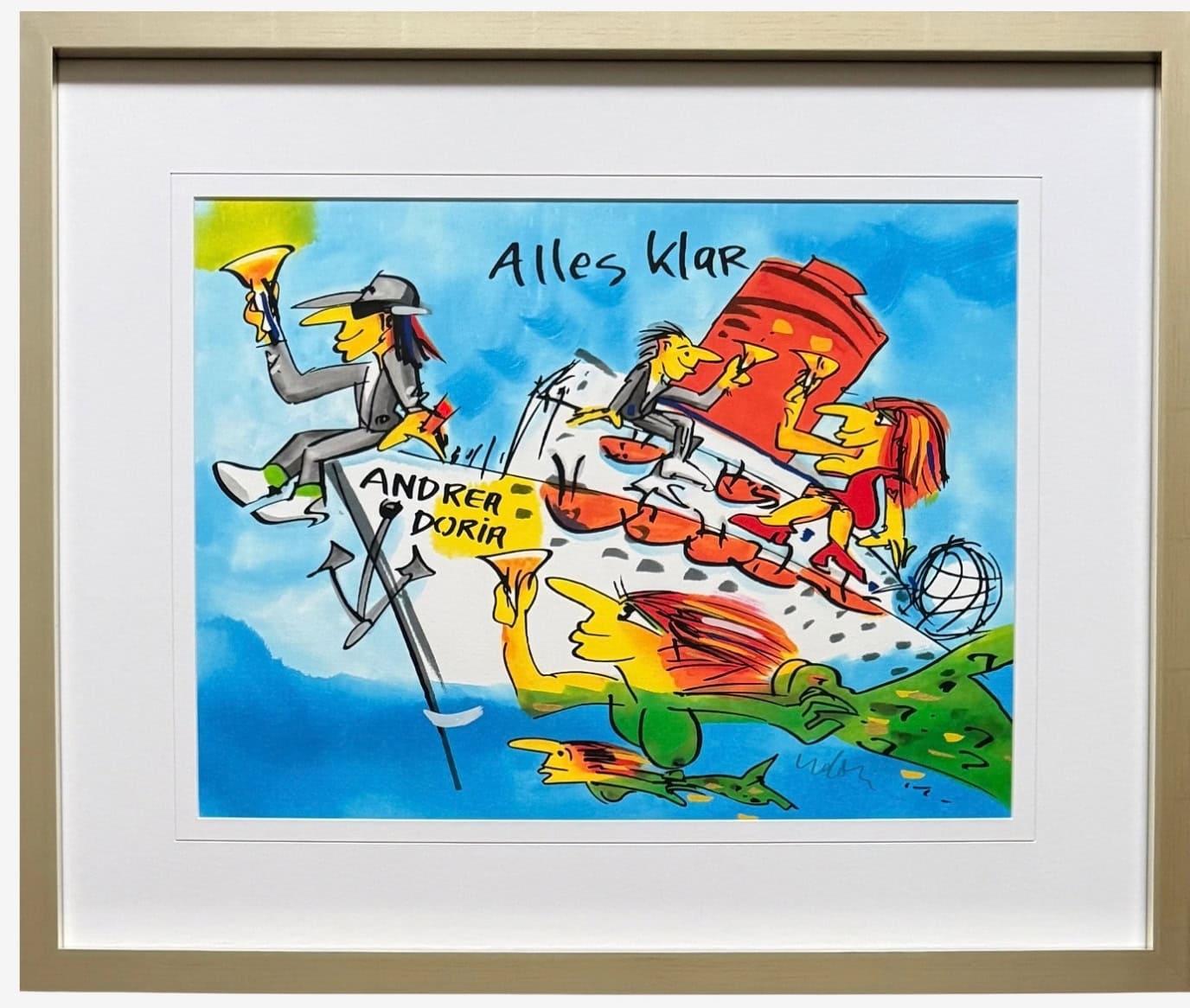 Udo Lindenberg Andrea Doria 2026 im Silberrahmen mit Passepartout, Außenmaß 80 × 66 cm.