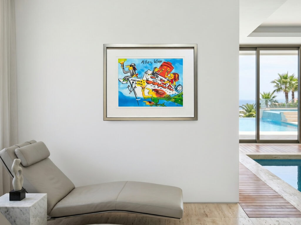 Udo Lindenberg Andrea Doria 2026 als Wandkunst in einem Poolbereich-Mockup.