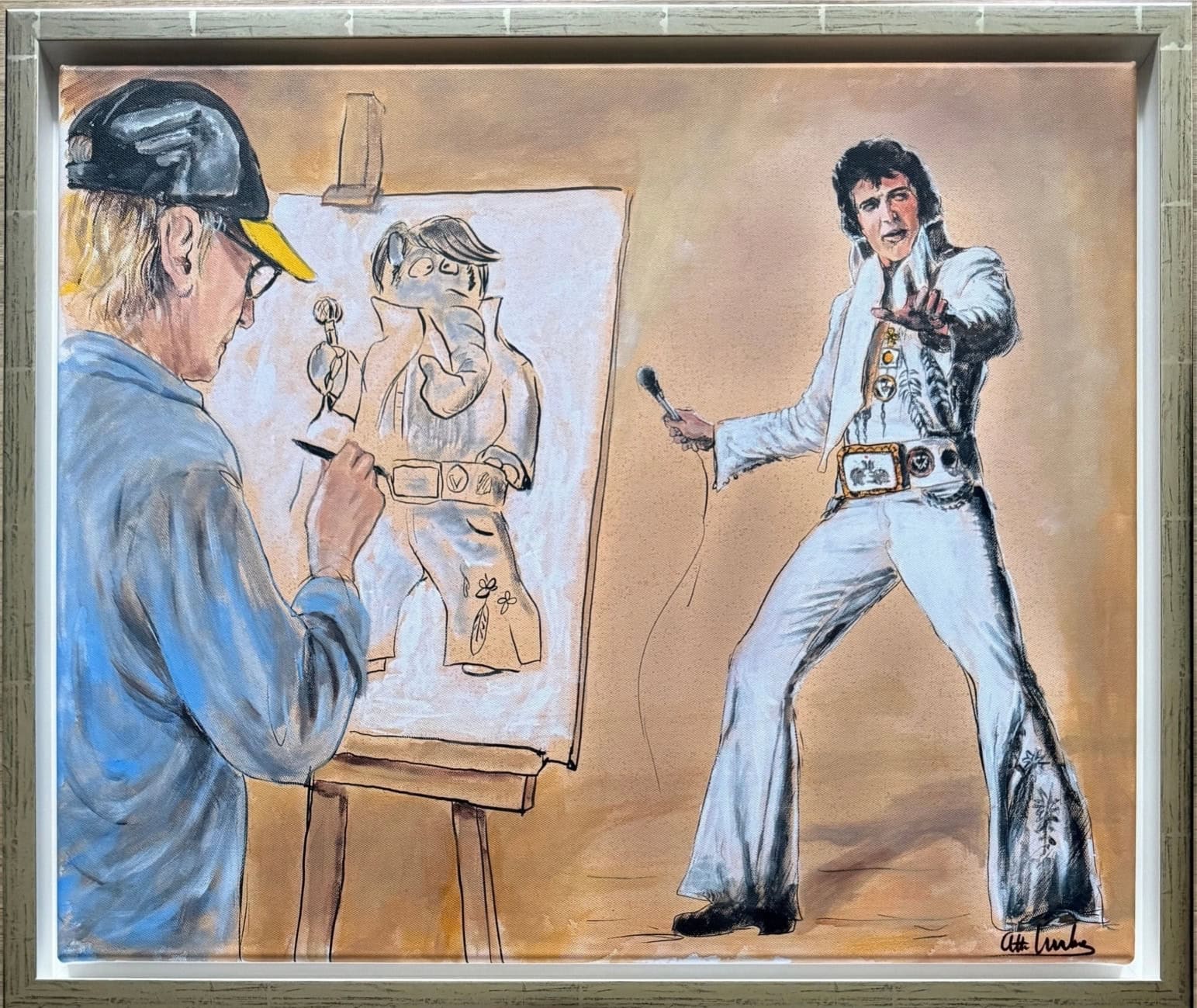 Otto Waalkes School of Rock I: Elvis-Motiv auf Leinwand im Schattenfugenrahmen ohne Glas.