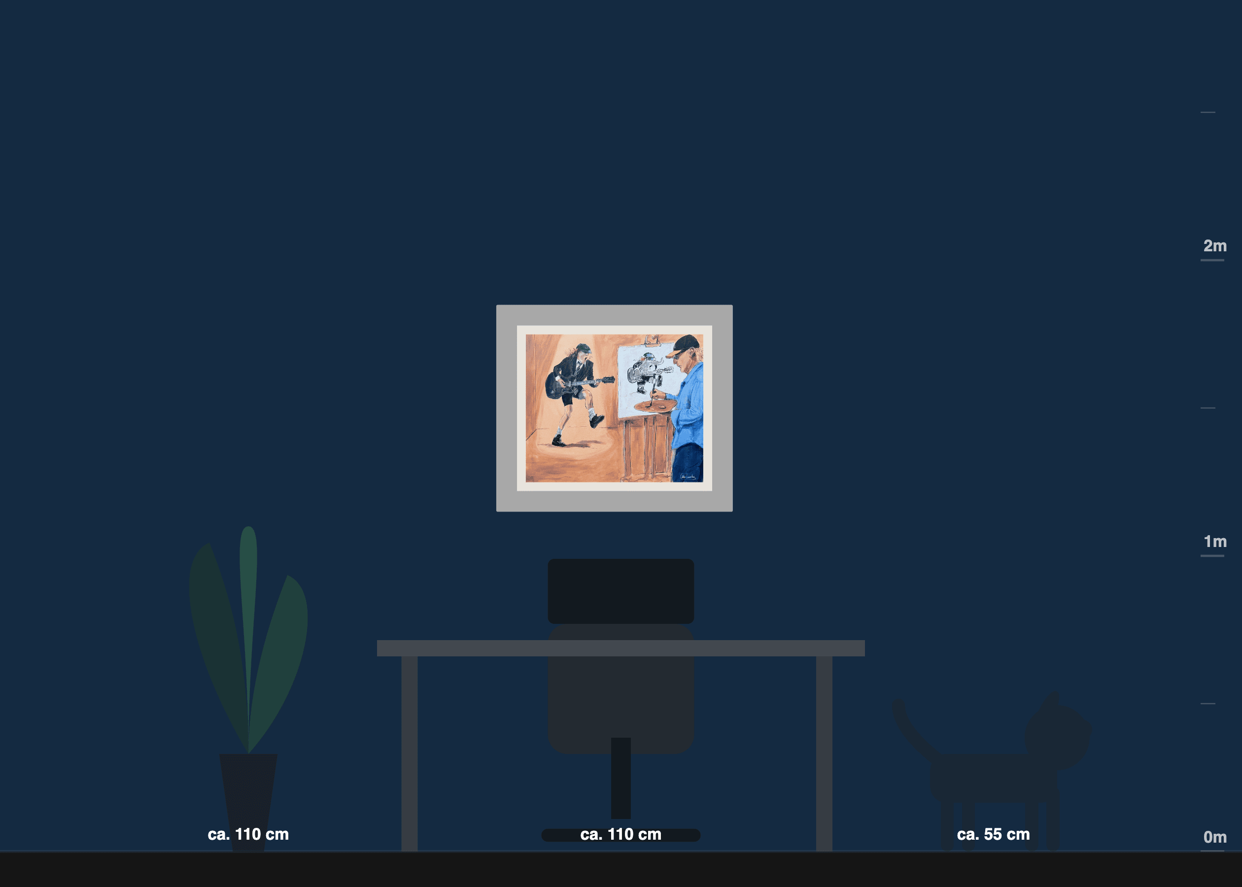 Reuer Visualizer: Otto Waalkes School of Rock II mit AC/DC-Gitarristenmotiv als Wandvisualisierung.